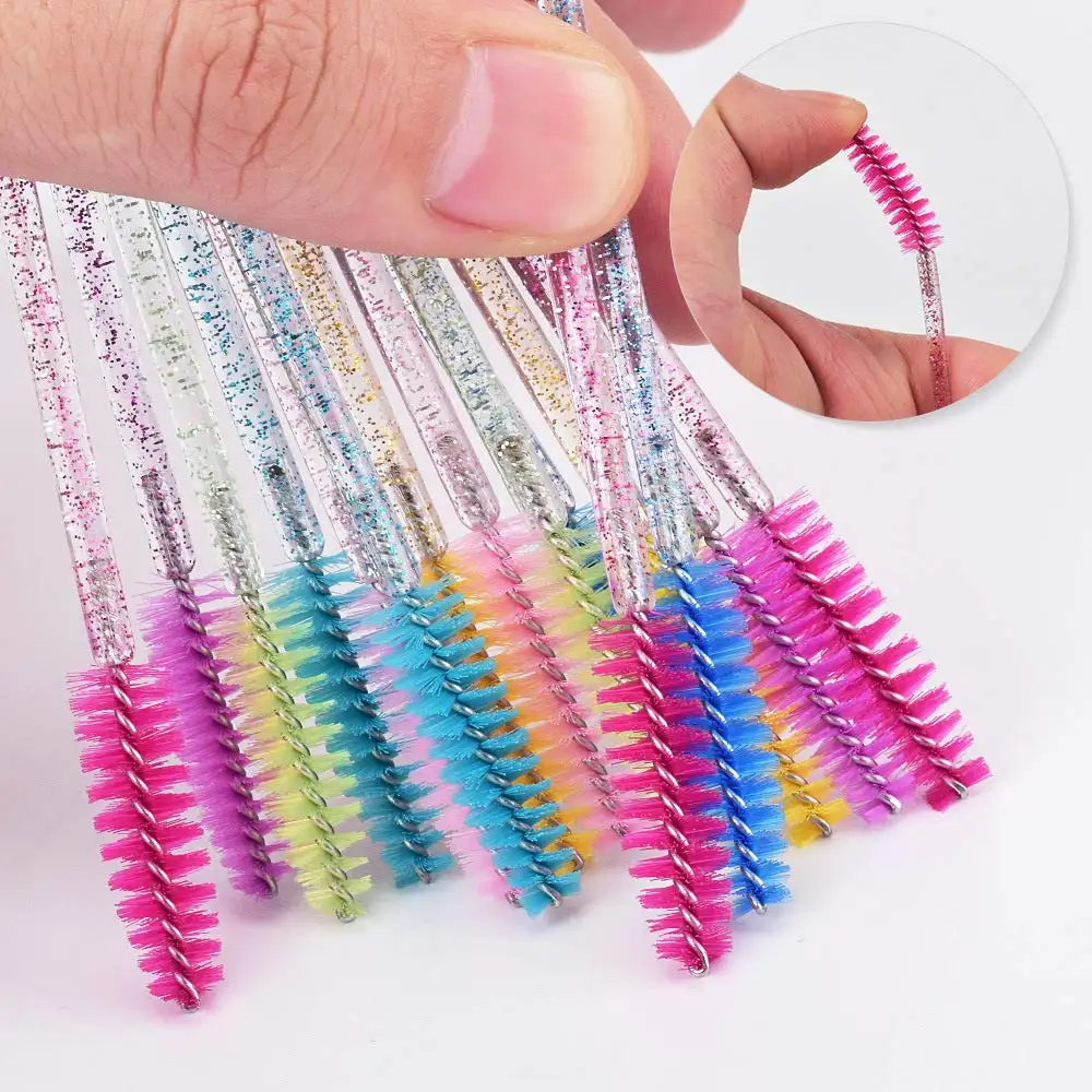 Wholesale Disposable  Crystal Eyelash Makeup Brush Diamond Handle Mascara Wands Eyelash Extension Brushes Tool